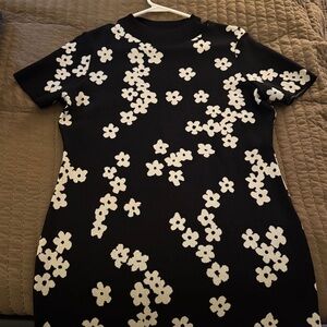 CeCe Black Dress with White Floral Design